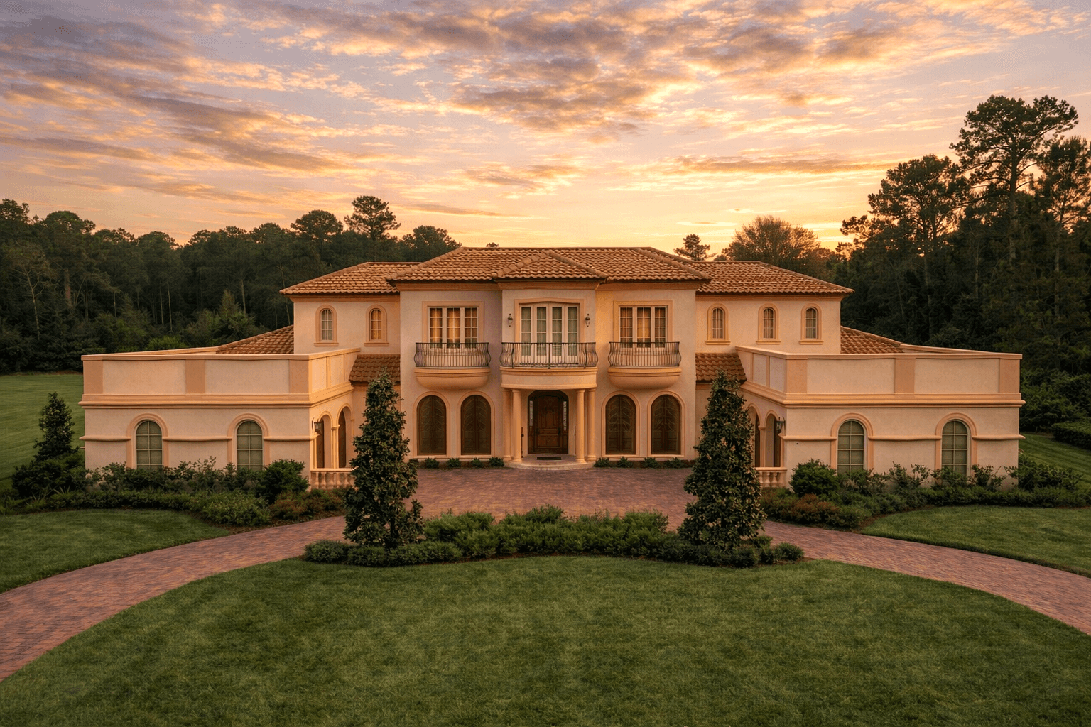 Landmark Construction sunset view of a new build