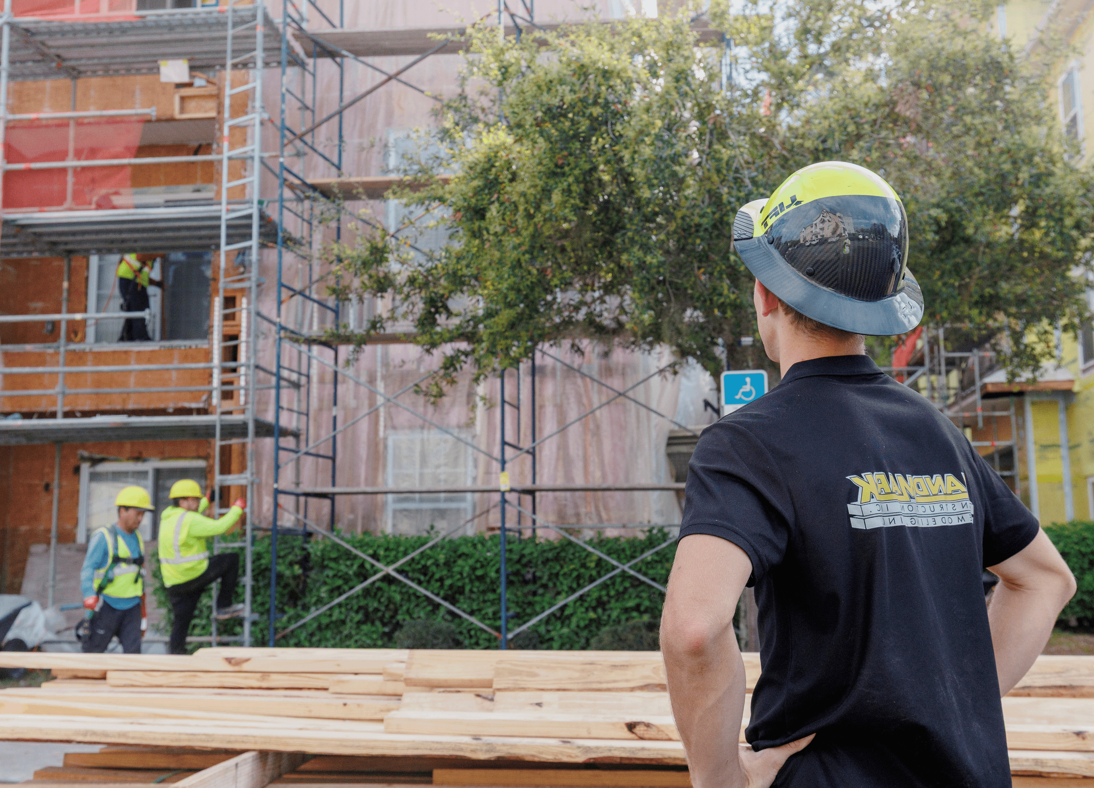 Jaden looking at building